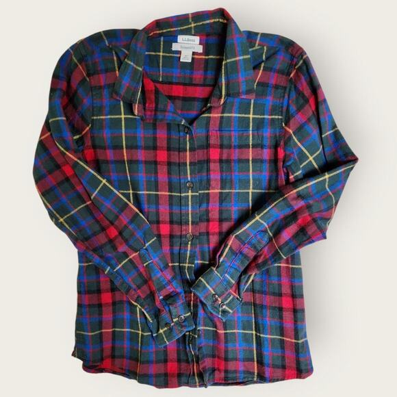 L.L. Bean Button Down Shirt Men's Sz XS Tartan Plaid Collared Relaxed Fit Warm - Picture 1 of 6
